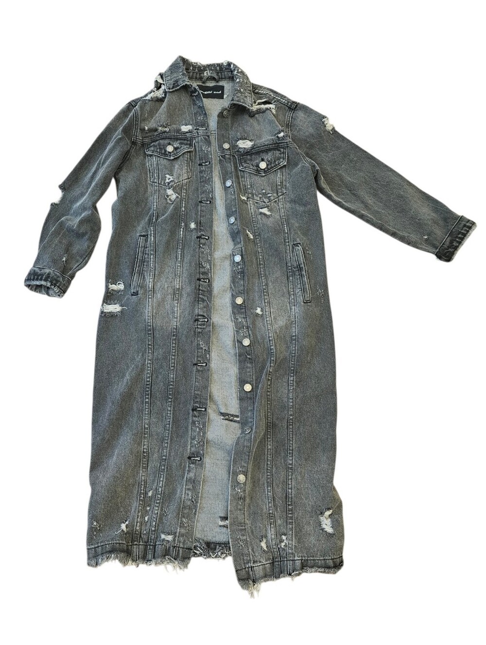 Mustard Seed Gray Distressed Cotton Denim Jacket